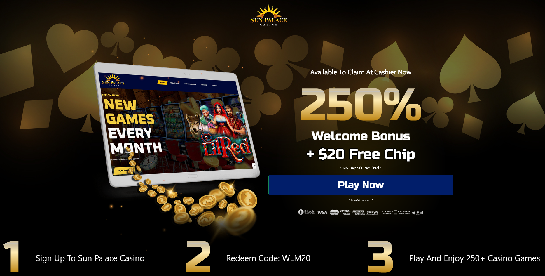 250% WELCOME BONUS + $20
                                        FREE CHIP